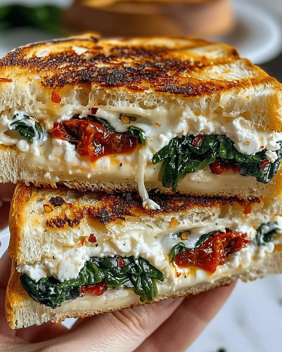 Elevate Your Grilled Cheese: Sun Dried Tomato Spinach Ricotta